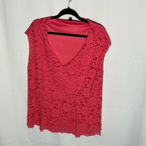 Torrid Elegant Lace V-Neck Top - pink 2x